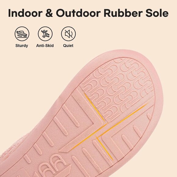 Women's Pink Blue LongBay Chenille Knit Bootie Slippers Memory Faux Fur Suede - Picture 5 of 6